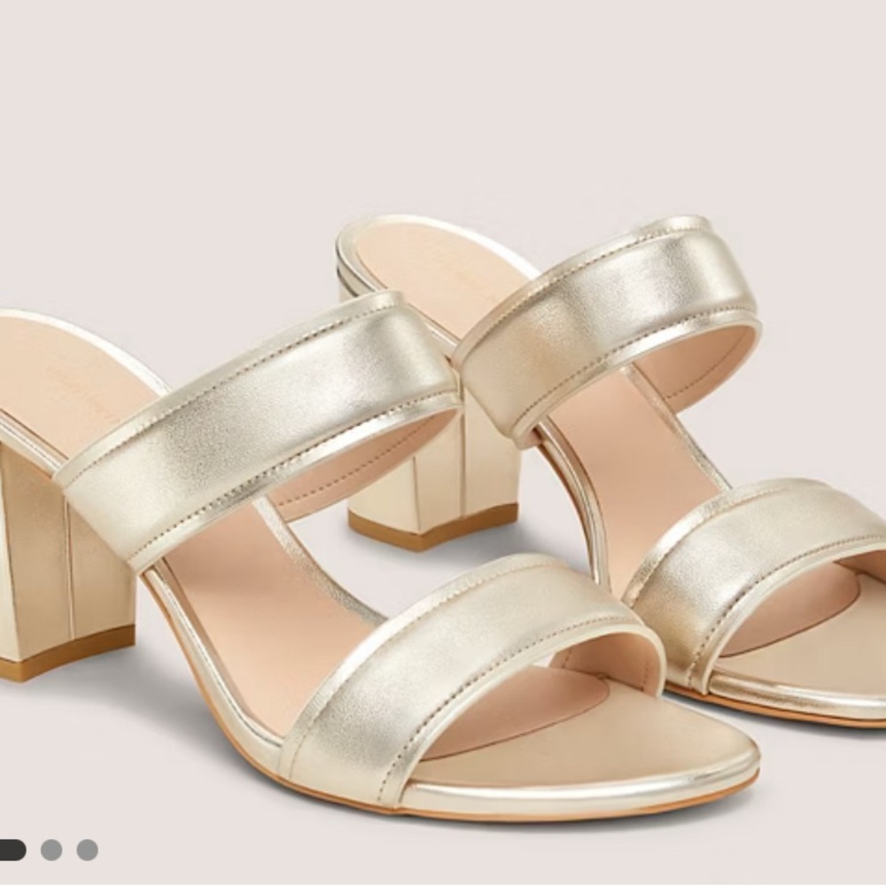 Stuart Weitzman SYDNEY 75 STRAP SLIDE Gold Women's Heeled Sandals
